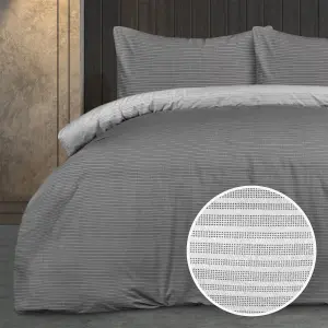 Smart Living Luxury Super Soft Reversible Pinstripe Duvet Cover with Pillowcase