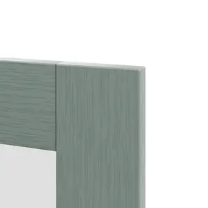 GoodHome Alpinia Matt green wood effect Shaker Glazed Cabinet door (W)300mm (H)715mm (T)18mm