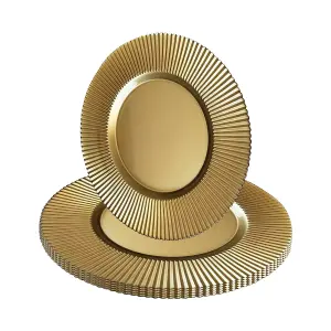 Neel Blue Charger Plates for Table Decoration - Shiny Gold - Pack of 6