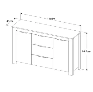 Furneo TV Stand Oak Dark Effect Display Cabinet Sideboard Set LED Light Prestigio 2/4/6