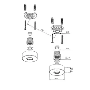 Round Bar Valve Easy Plumb Fixing Kit For Exposed Thermostatic Shower Valve Tap