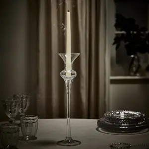 Luxury Style Tall Clear Glass Table Decoration Centerpiece Candle Holder