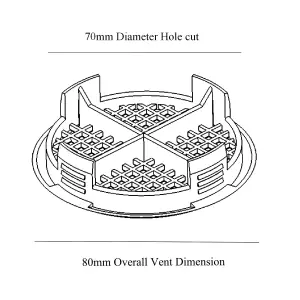 4 x Black Plastic 70mm Round Soffit Air Vents, UPVC Push Fit Eaves Disc Fascia