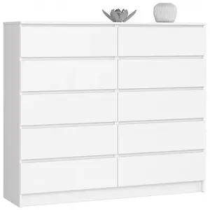 Sideboard, Chest Of Drawers 10 Drawers, Contemporary Chest Of Drawers, Modern Living Room Furniture 121 x 120 x 40 cm White