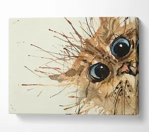 Watercolour Splat Cat Canvas Print Wall Art - Medium 20 x 32 Inches