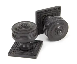 From The Anvil Aged Bronze Tewkesbury Square Mortice Knob Set