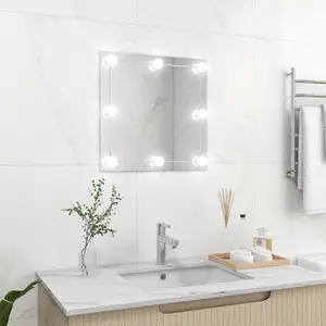 Berkfield Wall Mirror with LED Lights Square Glass