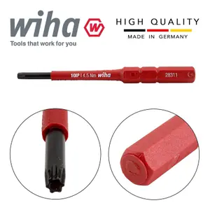 Wiha SlimBits Torx Plus Screwdriver 10IP Head 75mm 1000v VDE Electrician 43148