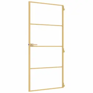 Berkfield Interior Door Slim Golden 93x201.5 cm Tempered Glass and Aluminium