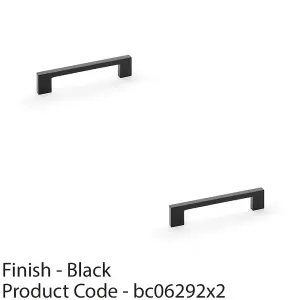 2 PACK - Slim Square Bar Pull Handle - Matt Black - 128mm Centres SOLID BRASS Drawer