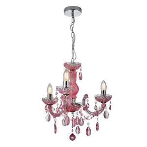 Litecraft Pink Marie Glow Kids 3 Light Chandelier