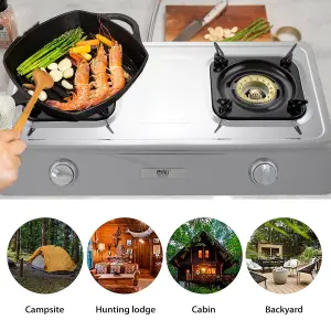 NJ NSD-2 Portable 2 Burner Gas Stove Indoor Gas Cooktop LPG 7.2kW