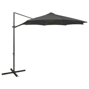 Berkfield Cantilever Umbrella with Pole and LED Lights Anthracite 300 cm