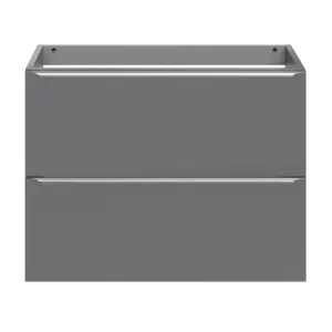 GoodHome Imandra Slimline Gloss Grey Wall-mounted Bathroom Cabinet (H) 600mm (W) 800mm