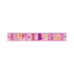 Amscan 1st Birthday Girl Holographic Foil Banner pink (One Size)