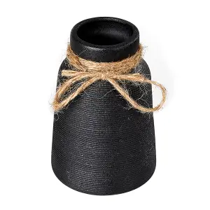 Black Simple Hemp Rope Ceramic Flower Vase