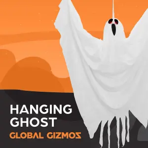 Global Gizmos Hanging Ghost Halloween Decoration / Light & Sound Effects / Motion Activated / Battery Powered