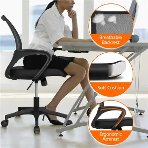 Yaheetech Ergonomic Mid-back Mesh Office Chair - Black