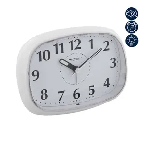 Analogue Quartz Movement / Crystal Alarm Tabletop Clock in White/Black