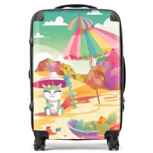 Kitten On A Beach Holiday Suitcase - Medium