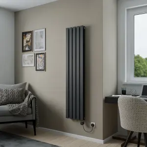 Agadon Lola Duplex Electric Designer Panel Radiator 1600 x 376 mm Textured Anthracite - 1000 W Smart Heating Element