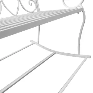 Outsunny 2 Seater Metal Garden Bench Outdoor Rocking Chair Patio White Love Seat