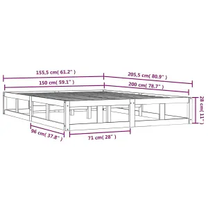 Berkfield Bed Frame White 150x200 cm King Size Solid Wood