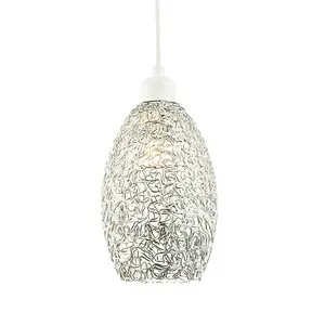 Industrial and Contemporary Twisted Wire Mesh Metal Light Shade in Shiny Silver