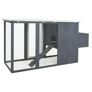 Outdoor Chicken Cage Hen House with 1 Egg Cage Grey Wood