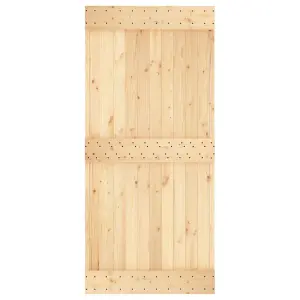 Berkfield Sliding Door with Hardware Set 95x210 cm Solid Wood Pine