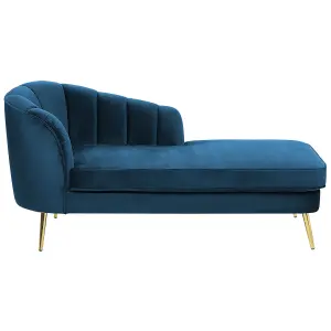 Left Hand Velvet Chaise Lounge Navy Blue ALLIER