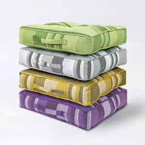 Homescapes Morocco Striped Cotton Floor Cushion Green