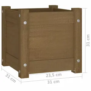 Berkfield Garden Planter Honey Brown 31x31x31 cm Solid Pinewood