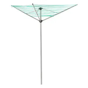 KCT 3 Arm Outdoor Rotary Washing Clothes Line - 30m Drying Area - With Ground Spike and Protective Cover