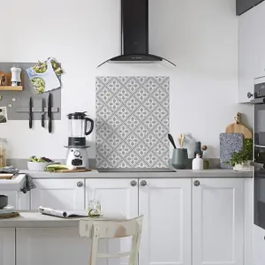 Laura Ashley Mr Jones Charcoal Geometric Glass Splashback, (H)750mm (W)600mm (T)6mm