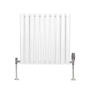 Oval Column Radiator & Valves - 600mm x 600mm - White