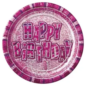 Unique 9 Inch Prism Plates - Pink Glitz Pink (One Size)