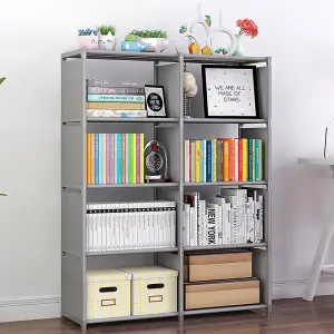 Open-Style Storage Shelf Freestanding 125cm H Bookcase in Silver Grey Assembly Required