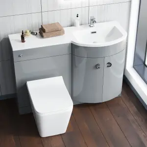 Nes Home Right Hand 1100mm Vanity Basin Unit & Elora Back To Wall Toilet Grey