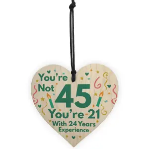 Red Ocean Funny Birthday Gifts For Women Novelty 58th Birthday Gift For Men Wooden Heart Sign Funny Birthday Card