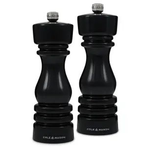 Cole & Mason London Black Gloss Salt & Pepper Mill Set 180mm