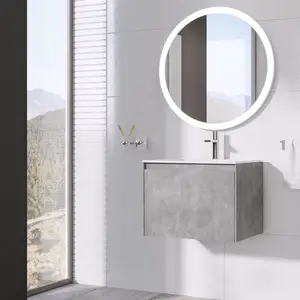 600mm Single Bathroom Vanity with Integrated Polyglomerate Basin White