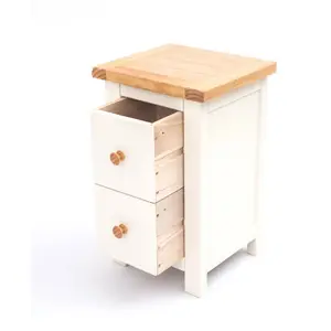 Pompey 2 Drawer Bedside Table Off-White