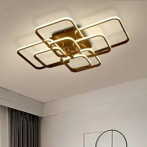 8 Light Square Black Modern LED Energy Efficient Semi Flush Acrylic Ceiling Light Fixture Dimmable