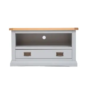 Loreo Light Grey 1 Drawer TV Cabinet Brass Drop Handle