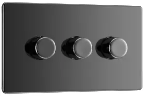 GoodHome Black Nickel profile Triple 2 way 400W Screwless Dimmer switch