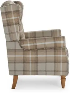 Dunelm Oswald Check Wingback Armchair, Country, Natural Oswald Wingback, Textured Weave Fabric