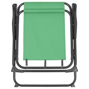 Harbour Housewares Folding Metal Beach Chairs - Matt Black/Green - Pack of 2