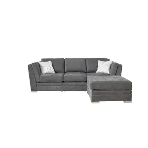 The Great British Sofa Company Charlotte 3 Seater Dark Grey Sofa With Footstool