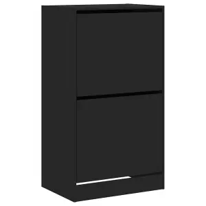 Berkfield Shoe Cabinet with 2 Flip-Drawers Black 60x42x108 cm